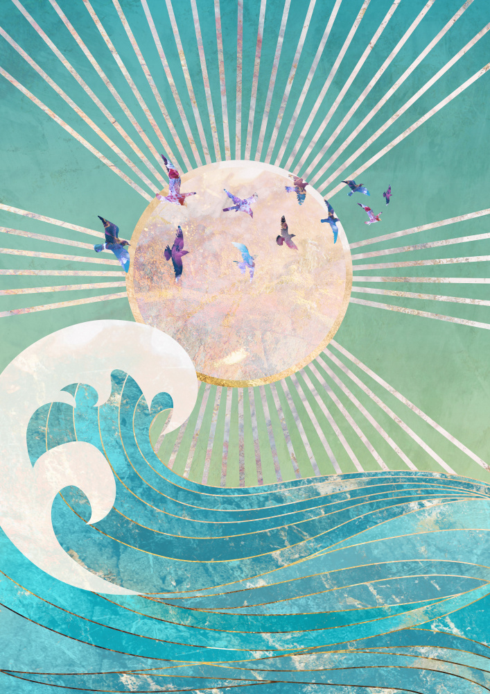 Golden Sun Serene Ocean by Sarah Manovski — canvas wall art
