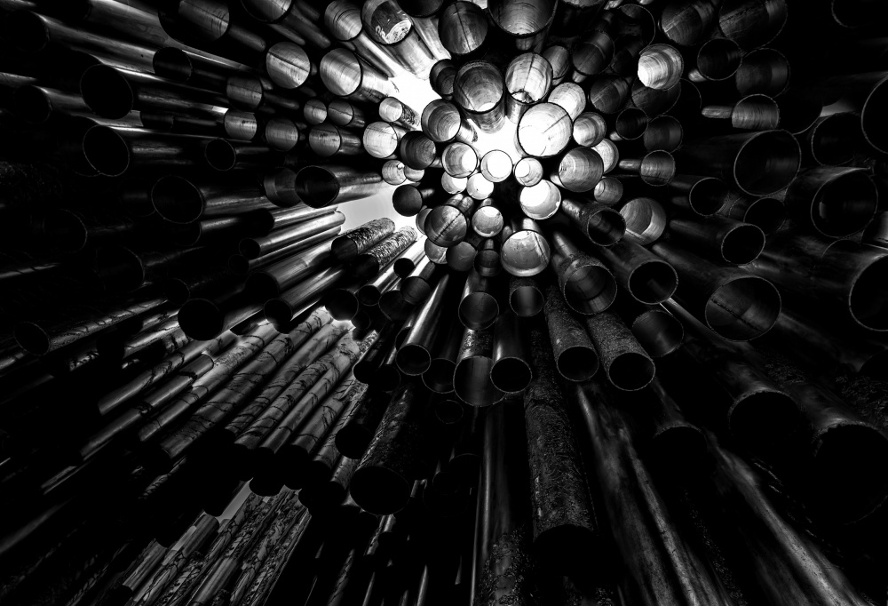 Abstract Metal Pipes by Rana Jabeen — canvas wall art