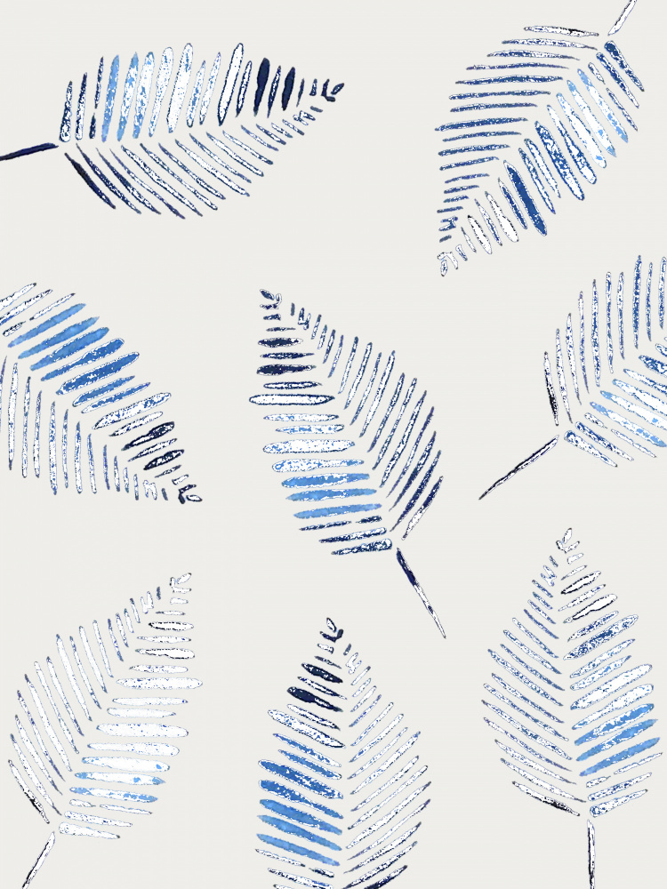 Blue Fern Patterns by Elizabeth C — canvas wall art
