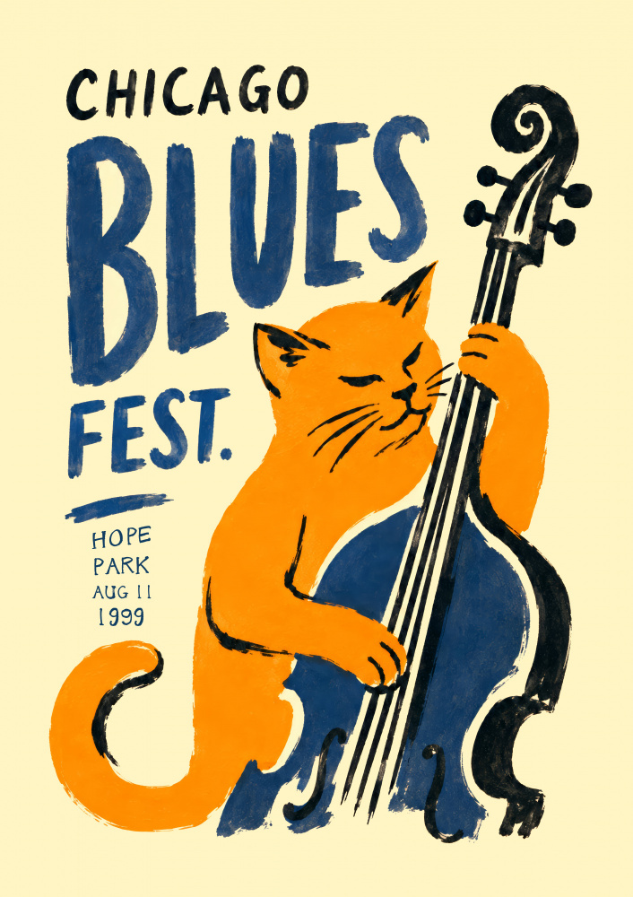 Blues Fest Cat by Patryk Krygowski — canvas wall art