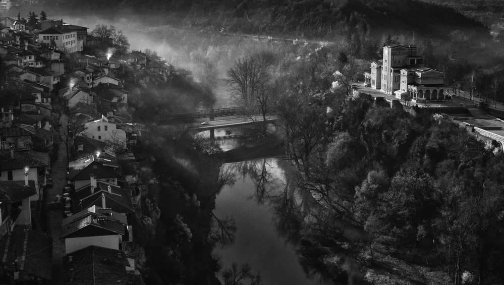 Misty River City by Andrei Nicolas - The Traveler — canvas wall art