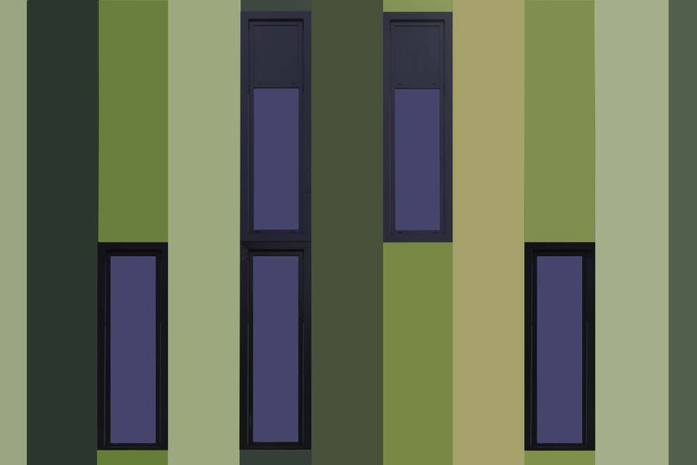Green Striped Facade by Jan Niezen — canvas wall art