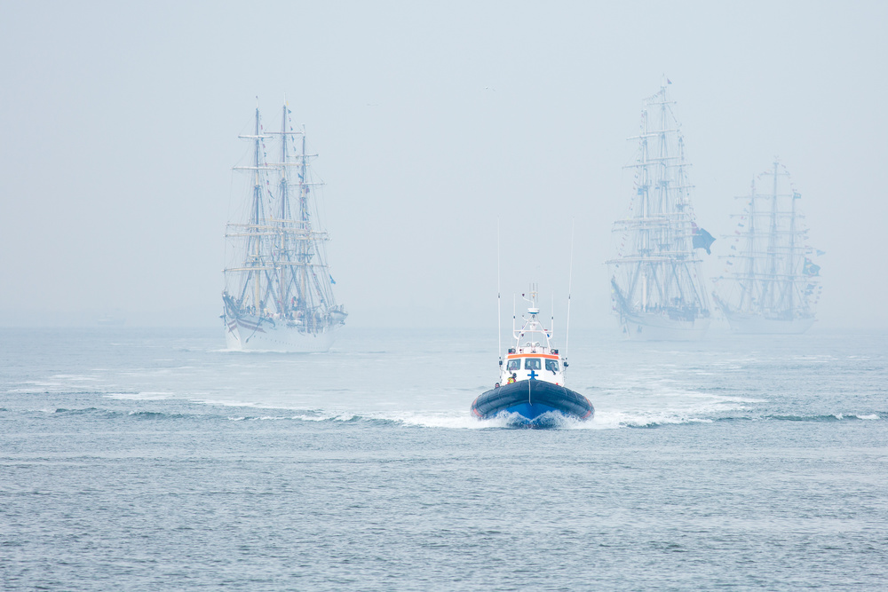 Tall Ships in Fog by Ton Drijfhamer — canvas wall art