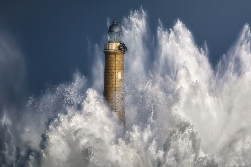 Lighthouse Crashing Waves by Sergio Saavedra Ruiz — canvas wall art