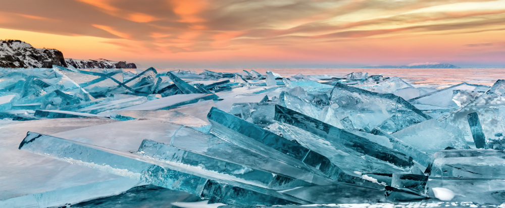 Frozen Blue Ice Sunset by Sergey Pesterev — canvas wall art