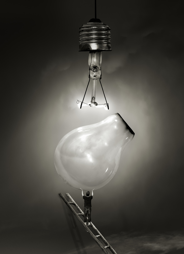 Creating The Lightbulb Idea by Biao Huang — canvas wall art
