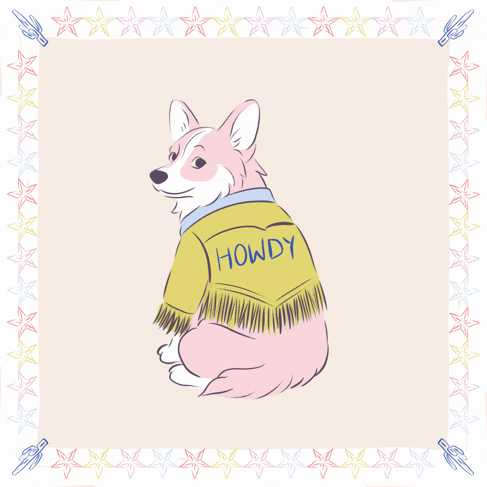 Cute Howdy Corgi by Radhika Modi — canvas wall art