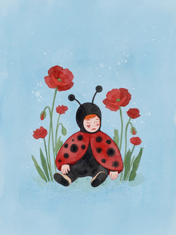 Sleeping Ladybug Baby by Essa Van Reis — canvas wall art