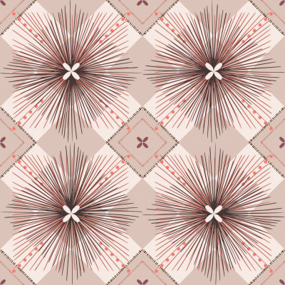 Japandi farmhouse blender checked beams misty pink seamless pattern