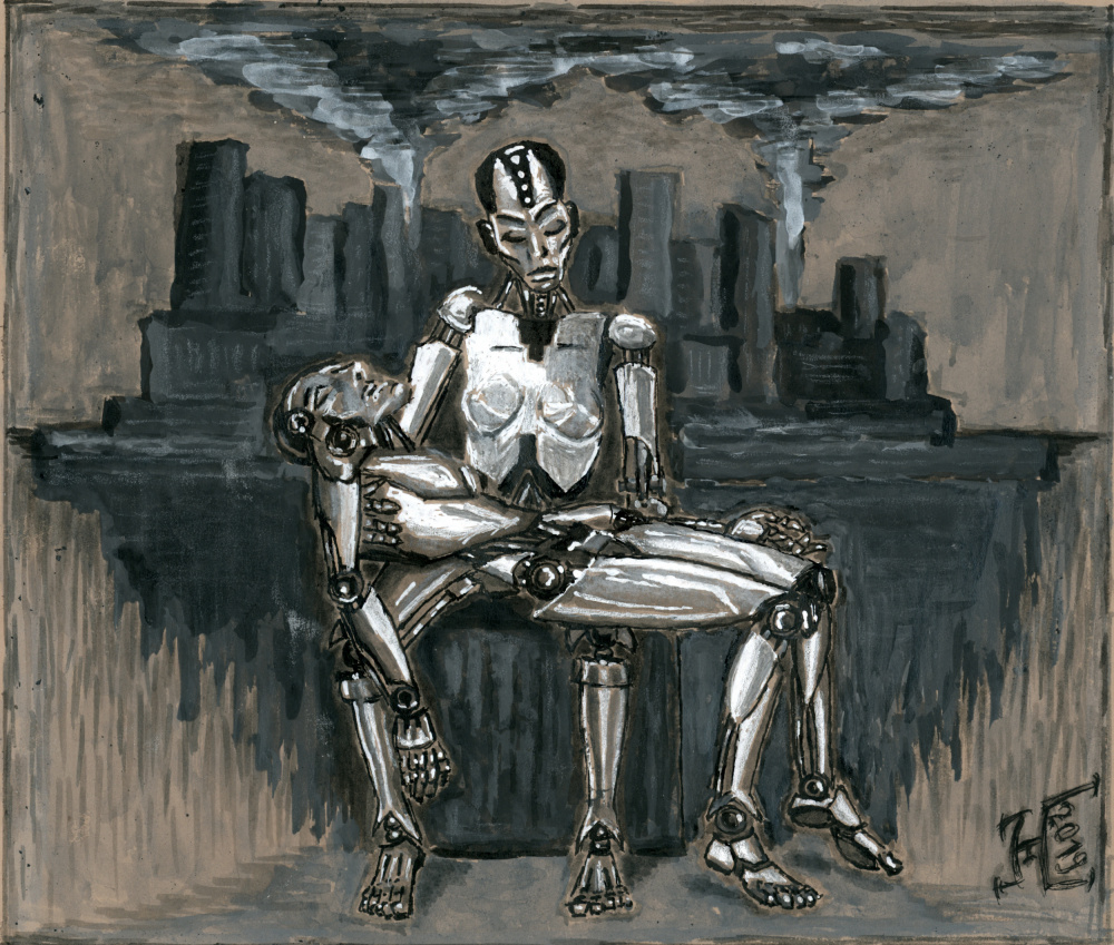 Android's Sad Embrace by Tim Hoinkis — canvas wall art