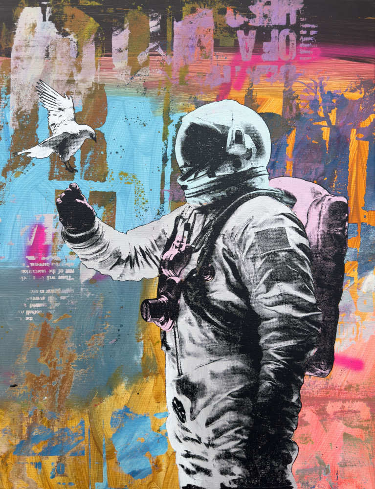 Astronaut Meets Dove by Микола Курилюк — canvas wall art