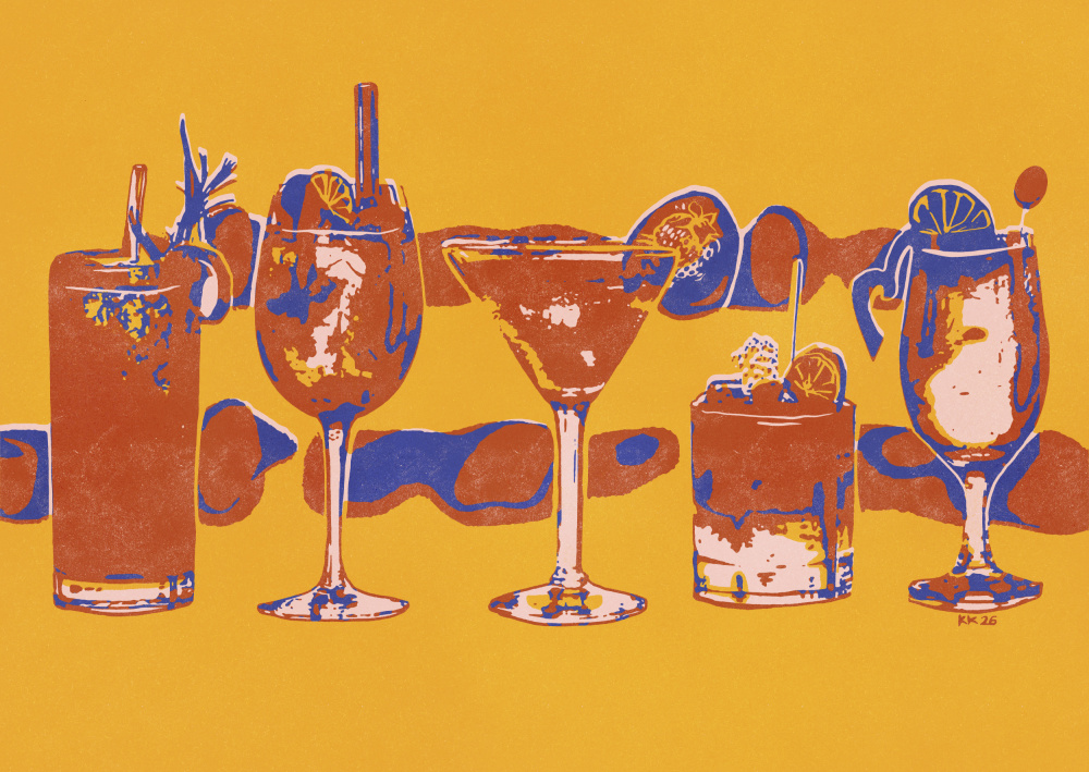 Happy Hour Cocktails by Katariina Kosunen — canvas wall art