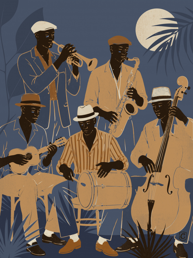 Tropical Jazz Night by Cannavaro — canvas wall art
