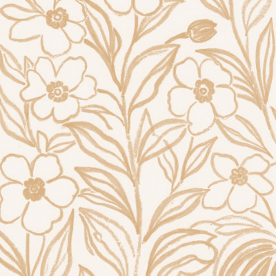 Beige Floral Line Art Pattern