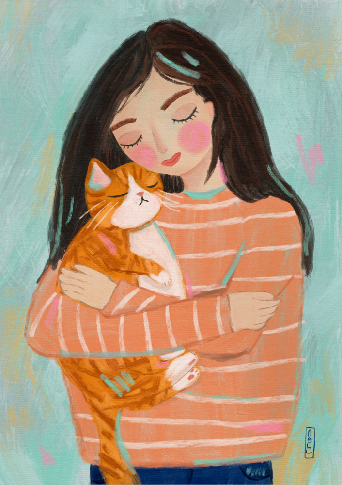 Cozy Cat Cuddles by Dirkie Nell — canvas wall art