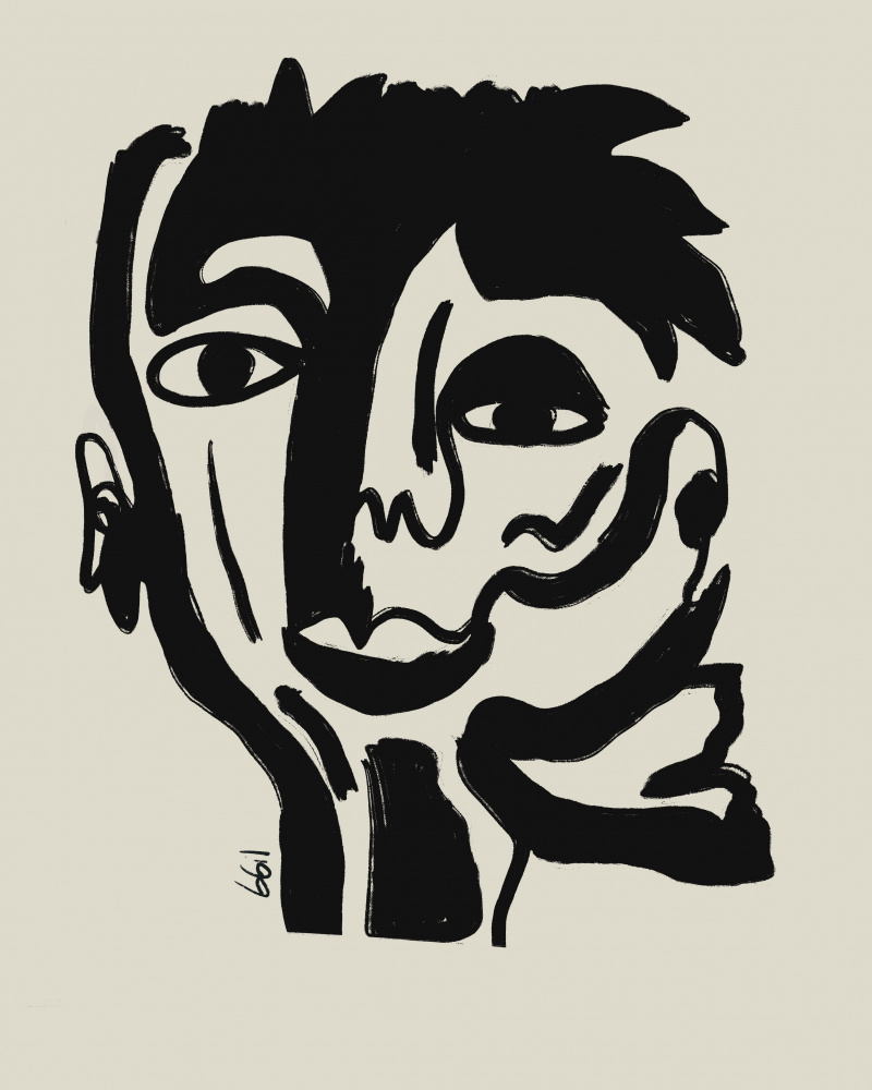 Monochrome Abstract Face by GIovanna Gil Alves — canvas wall art