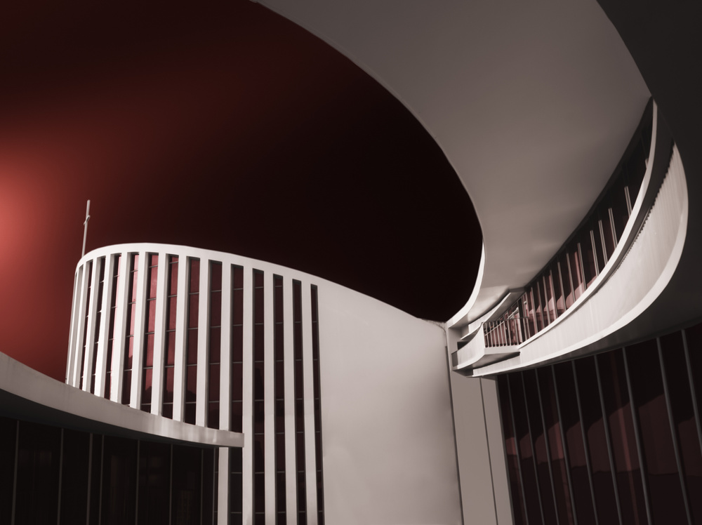 Red Architectural Curves by Biao Huang — canvas wall art