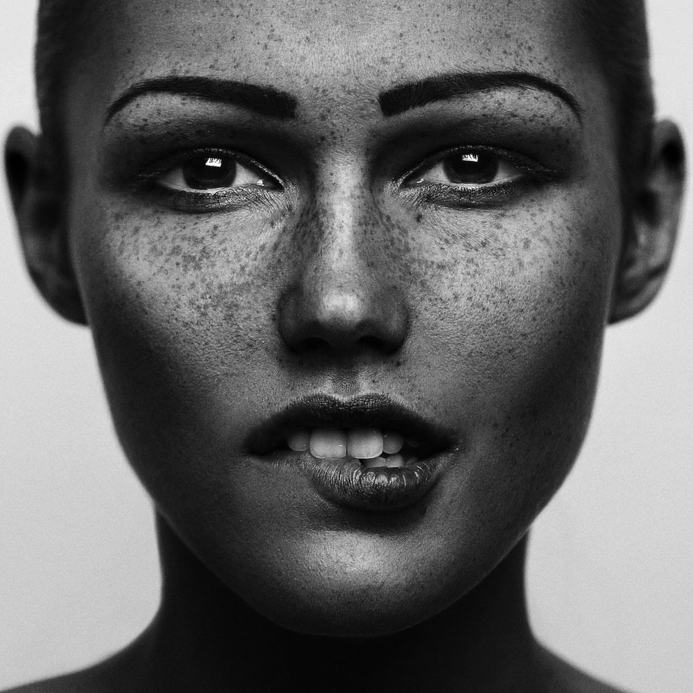Captivating Freckled Gaze by Martin Krystynek MQEP — canvas wall art