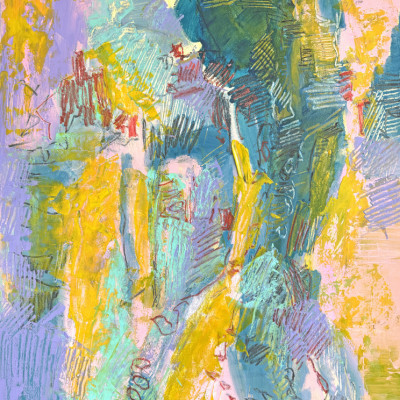 Vibrant Yellow Blue Abstract
