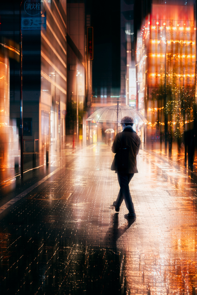 Rainy City Walk by Yuzo Fujii — canvas wall art