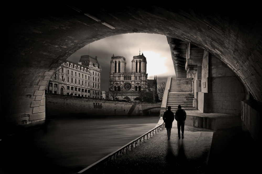Paris Notre Dame Under Arch by Pierre Bacus — canvas wall art