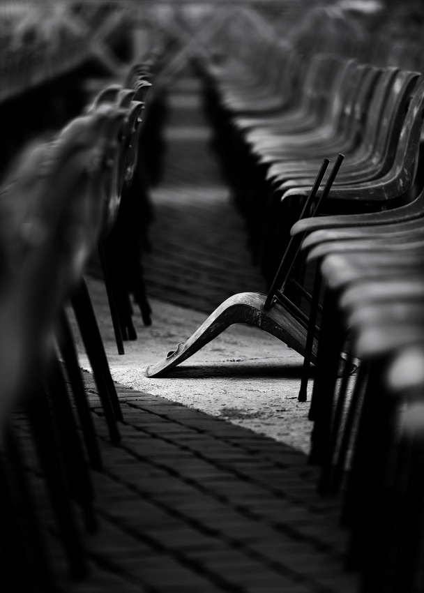 Lonely Chair Empty Rows by Fulvio Pellegrini — canvas wall art