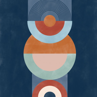 Concentric Circles And Semi-Circles In Blue