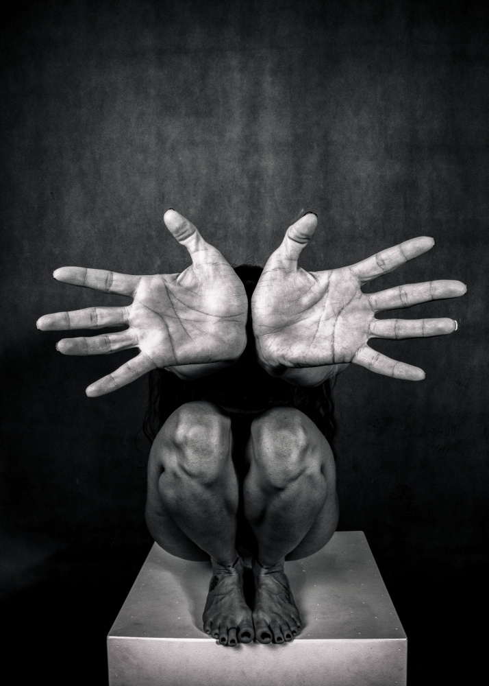 Expressive Hands Dark Figure by Afshin Saeidinia — canvas wall art