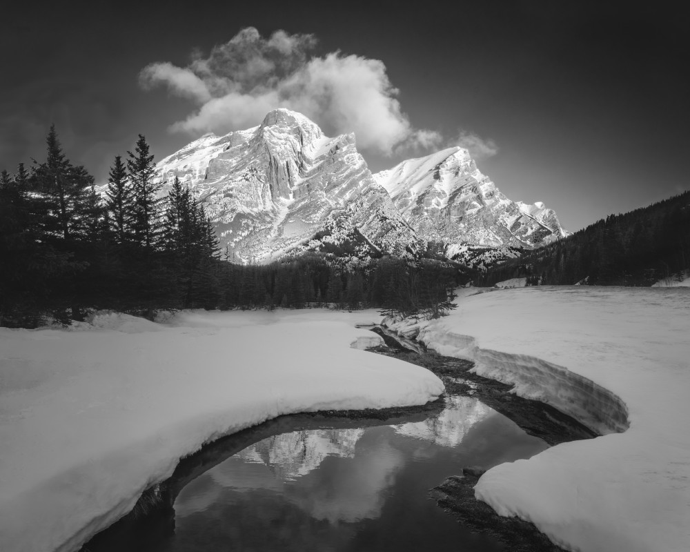 Snowy Mountain Reflection by Leah Xu — canvas wall art