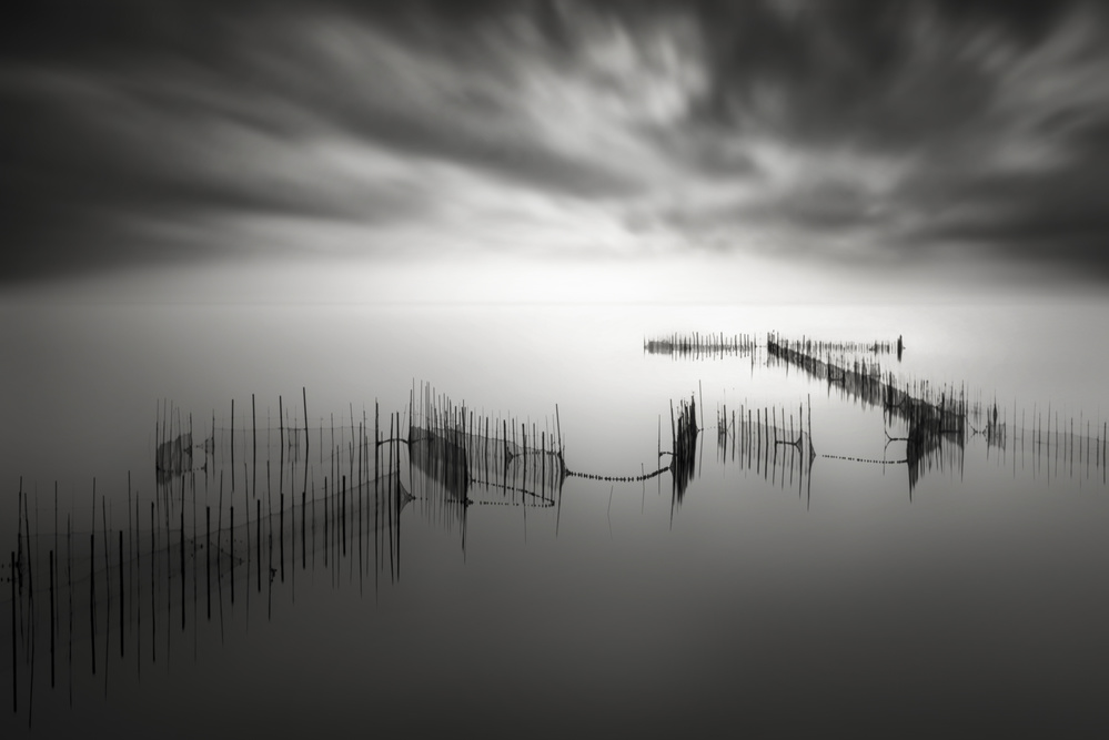 Moody Waters Fishing Nets by Joaquin Guerola — canvas wall art