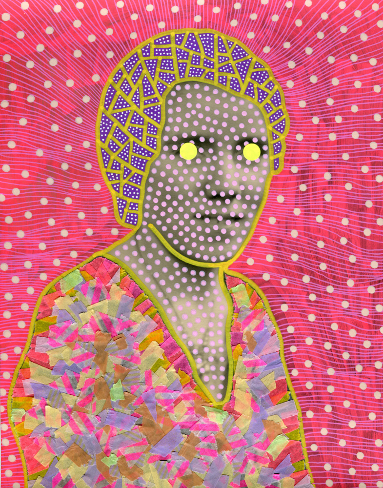 Glowing Polka Dot Portrait by Naomi Vona — canvas wall art