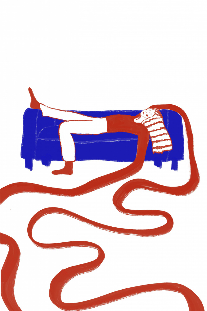 Cozy Long Hair Dreams by Mela Patterns — canvas wall art