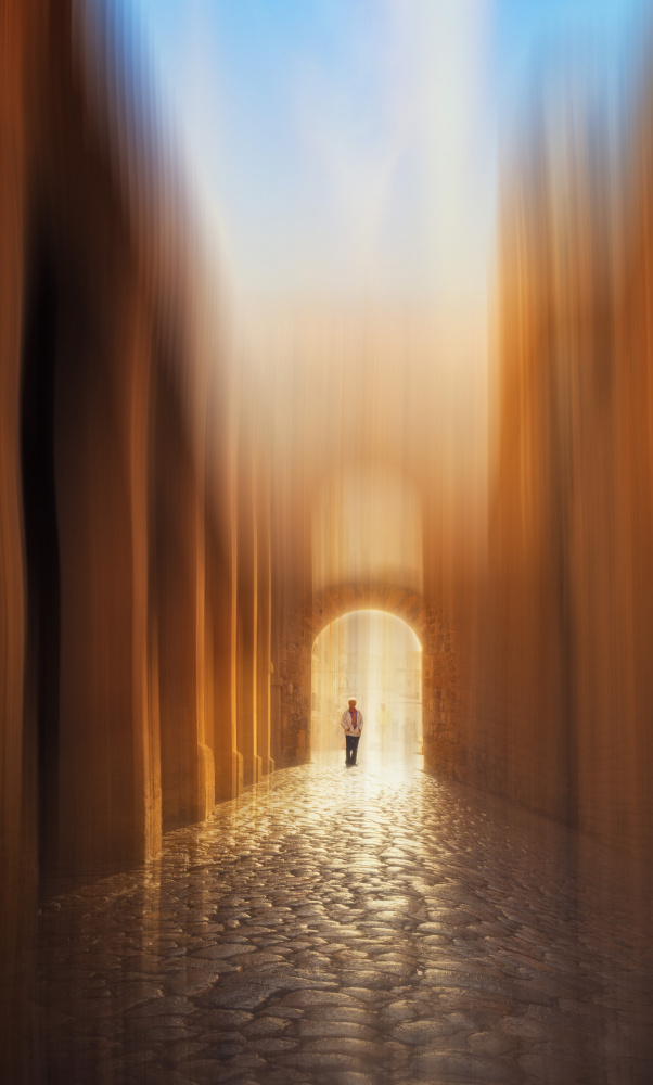 Golden Archway Journey by joanaduenas — canvas wall art