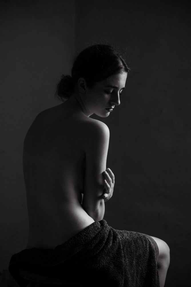 Shadowed Contemplation by Małgorzata Masarz — canvas wall art