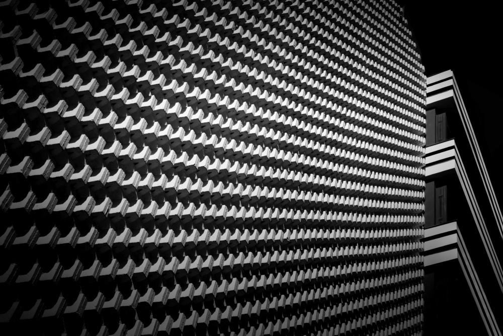 Monochrome Building Pattern by Rolf Endermann — canvas wall art