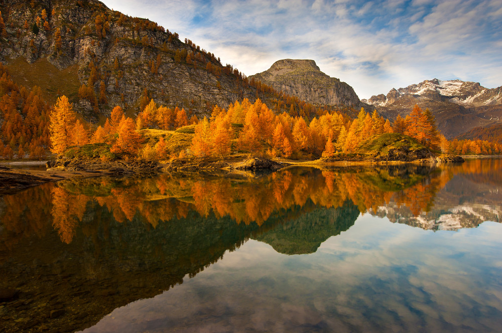 Golden Autumn Mountain Lake by Marco Galimberti — canvas wall art