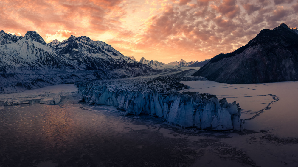 Majestic Glacier Sunset by qiye — canvas wall art