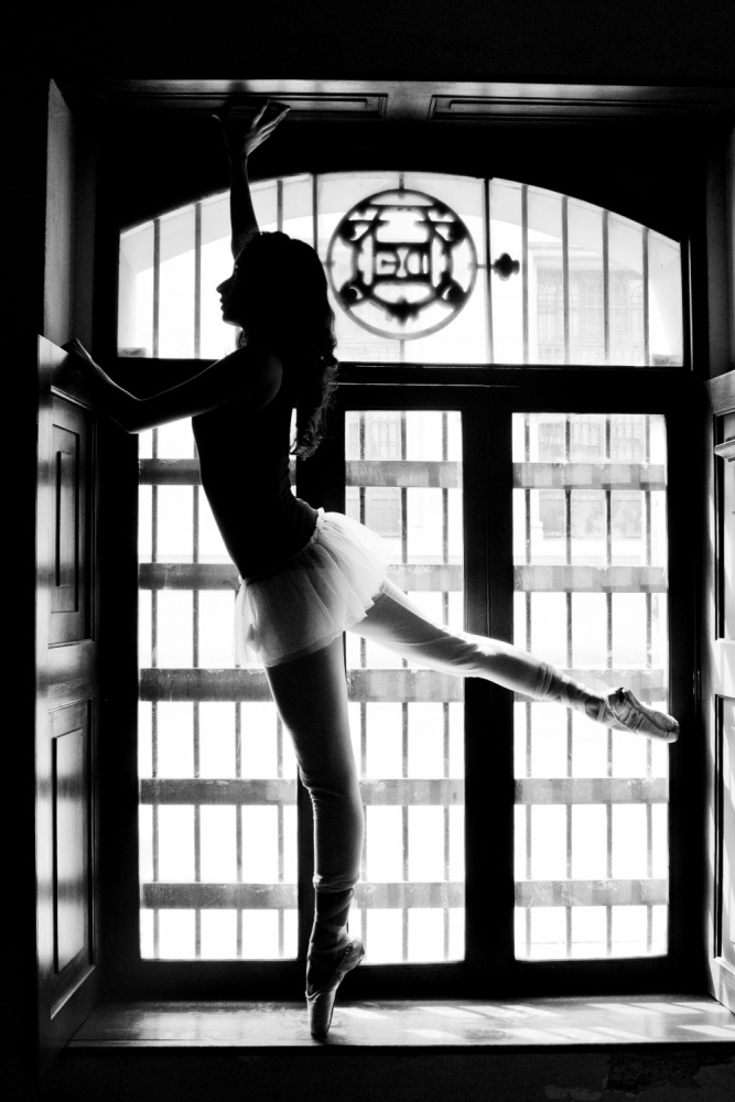 Ballerina Window Silhouette by Melissa Osorio — canvas wall art