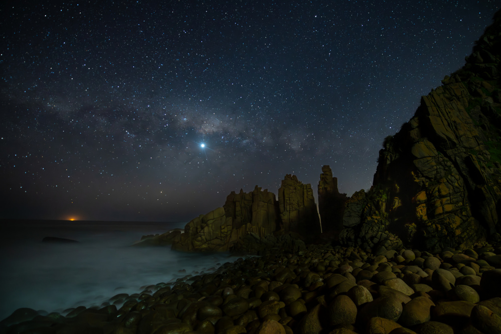 Milky Way Rocky Coast by Zhaonian Zhou — canvas wall art