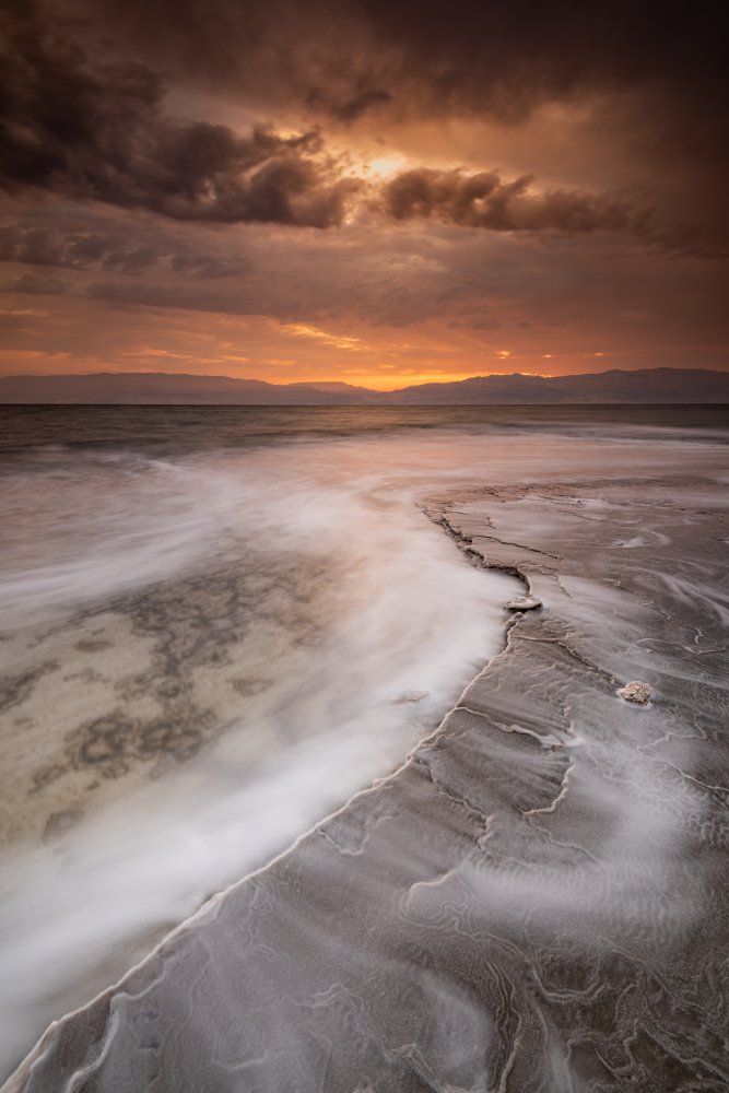 Dramatic Salt Shore Sunset by Amir Ehrlich — canvas wall art
