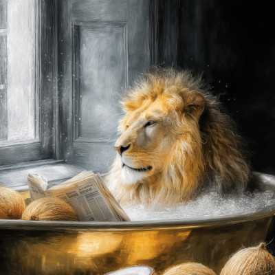 Lion In Bathtube 3