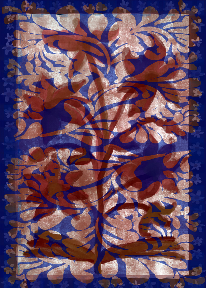 Blue Botanical Flourish by casa cartissi — canvas wall art