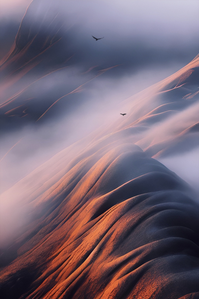 Golden Misty Hills by Manu Allicot — canvas wall art