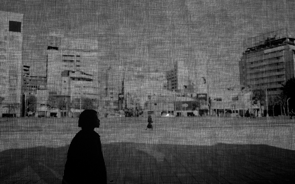 Screened City Silhouette by Parole Kim — canvas wall art