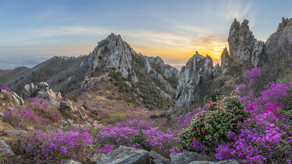 Vibrant Mountain Sunset by Jaeyoun Ryu — canvas wall art