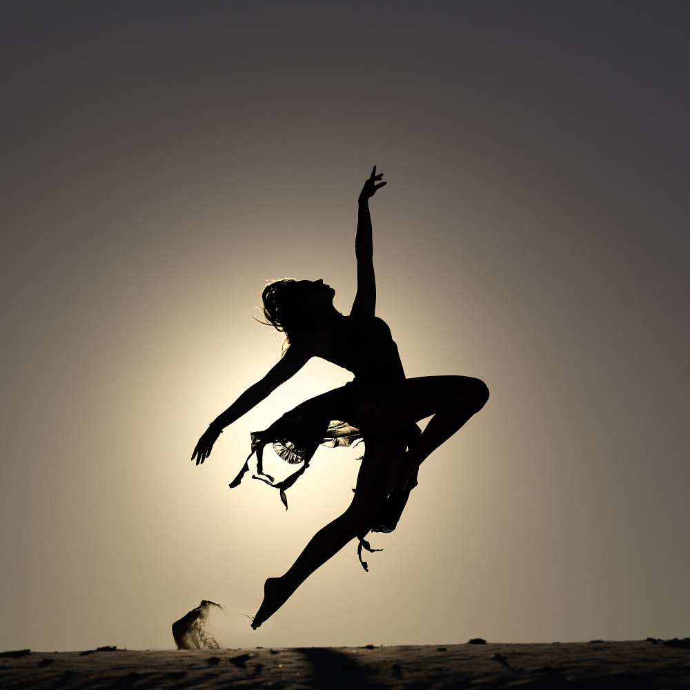 Sunlit Dance Silhouette by Matej Krajnc — canvas wall art