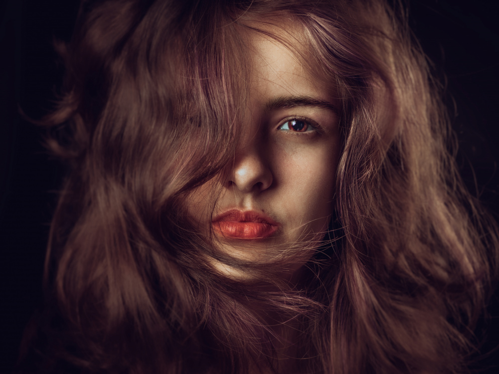 Mysterious Gaze Portrait by Robert Girmencea — canvas wall art