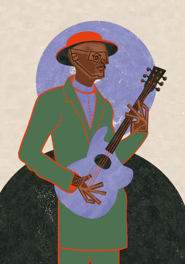 Blues Guitar Man by Gulcihan Ozguc — canvas wall art