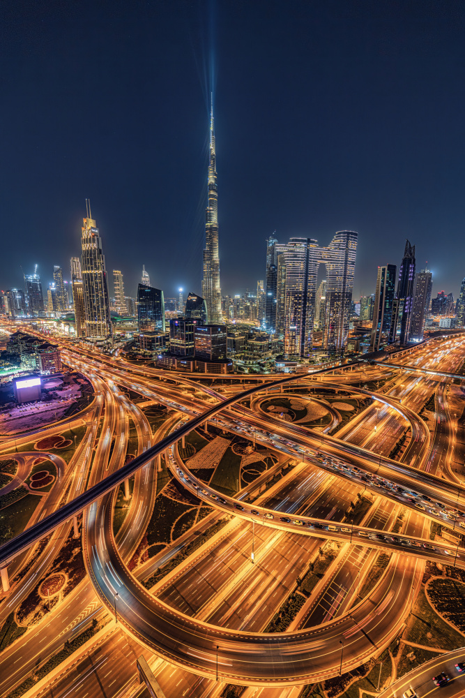 Dubai Night Cityscape by G. KIRAN KUMAR REDDY — canvas wall art