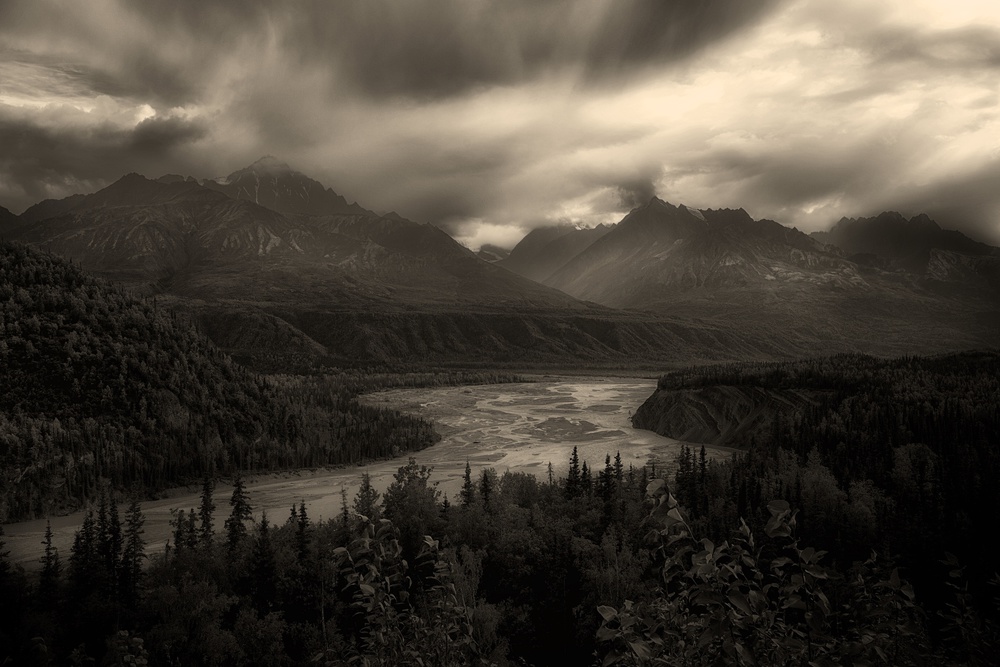 Moody Mountain River by Atul Chopra — canvas wall art
